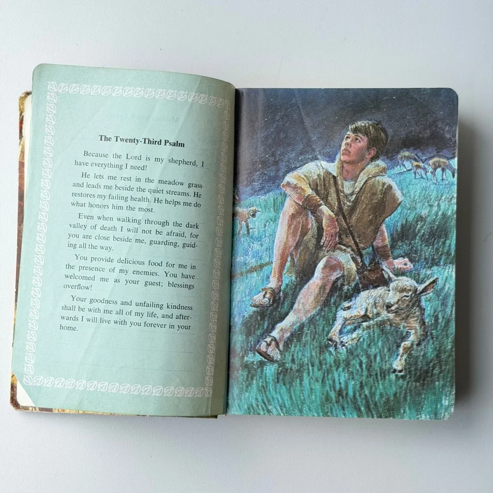 The Children's Living Bible Green Vintage 1972 Tyndale Paraphrased Illustrated